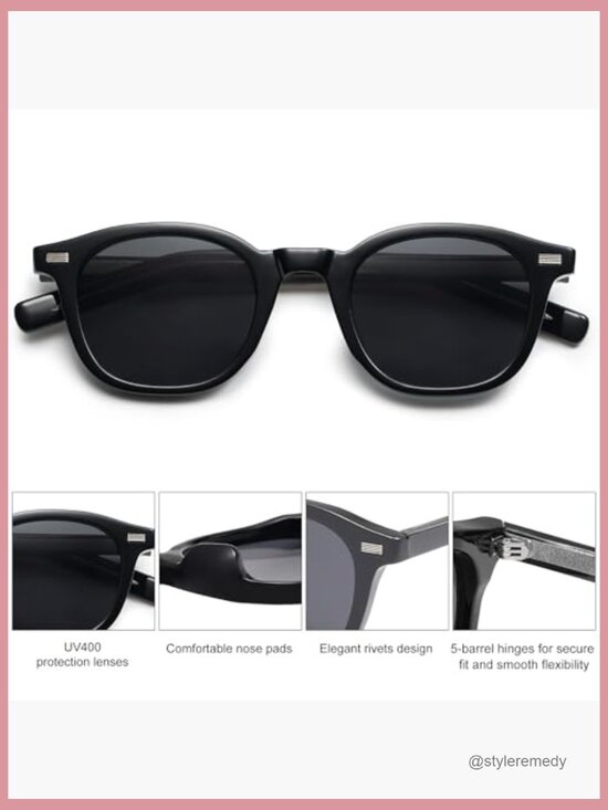 Retro Square Sunglasses UV400 Protection Cellulose Propionate Frames main image 5